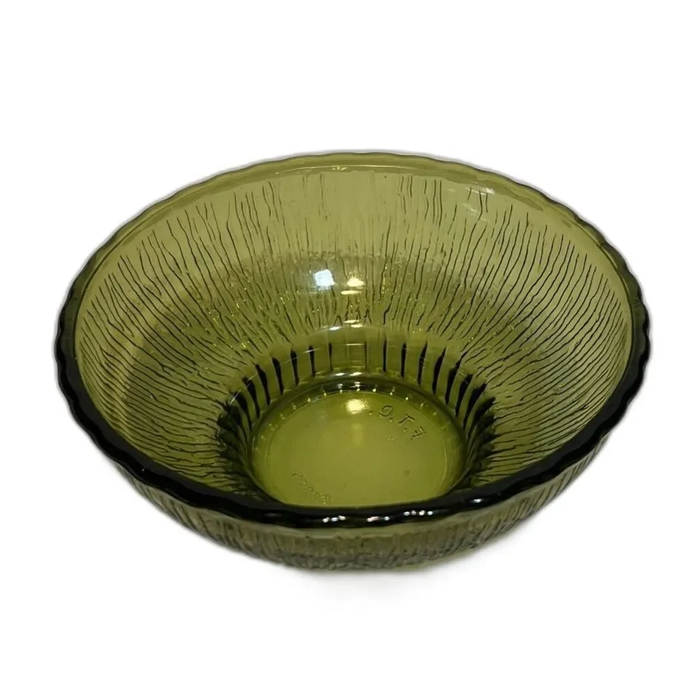 FTD Avocado Green Pressed Glass Florist 6.75